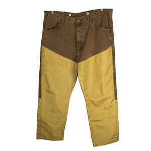 Wrangler Pro Gear Mens Jeans Brown Tan Color Block Canvas Work Pants 40x30